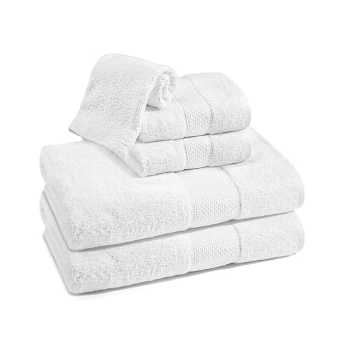 Jubilee Bath Towel, Blended Diamond Dobby Border, 30x60, 19.0 lbs/dz, White